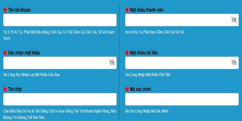 Điền biểu mẫu thu thập thông tin của nhà cái 99OK